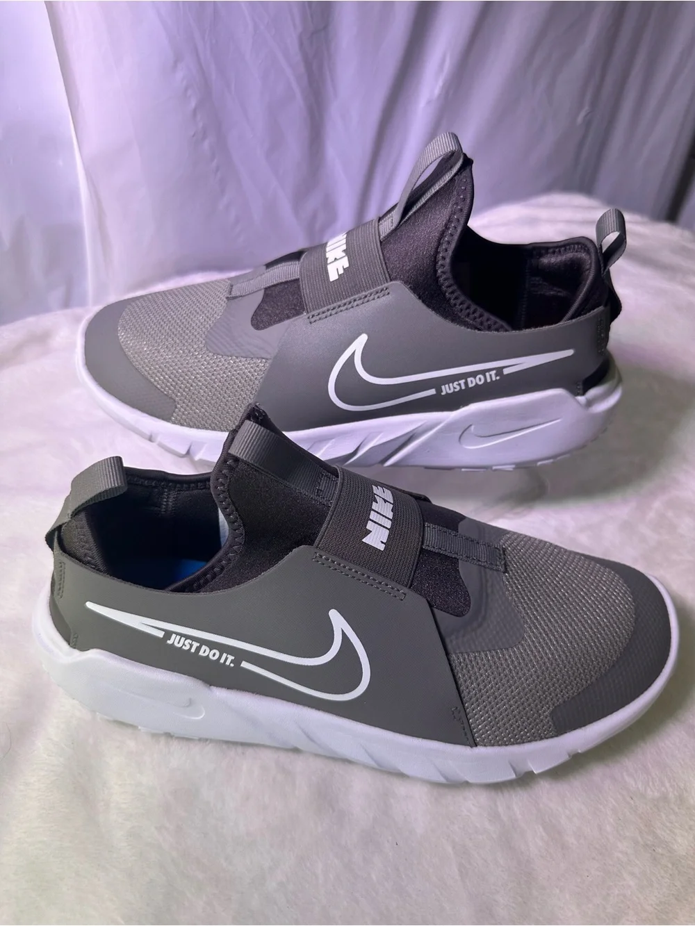 Nike  Grey and White Slip-On Sneaker